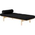 Daybed KARUP DESIGN "Next", grau (holzkohle, klarlackiert kieferholz), B:75cm H:37cm L:200cm, Daybetten, aus massiven Kiefernholz, inkl. Futonmatratze und Kissen