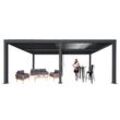 Pergola MCW-L46, Gartenpavillon Lamellen-Pavillon, 11cm-Aluminium-Gestell, Regenrinne sturmfest, 3x6m ~ anthrazit