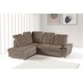 Ecksofa WERK2 "Brindisi L-Form", braun, Sofas, B/H/T: 263cm x 105cm x 212cm, Luxus-Microfaser Chenille, Ottomane links,mit Bettfunktion und Bettkasten, 92% Polyester, 8% Nylon, mit verstellbaren Kopfteilen, Bettfunktion & Bettkasten, B:263cm H:105cm T:212cm