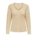 JDY V-Pullover 'More' Sandshell, Unifarben, Beige - Gr. XL