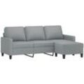 Vidaxl - 3-Sitzer-Sofa mit Hocker Hellgrau 180 cm Stoff Grau