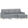 Vidaxl - 3-Sitzer-Sofa mit Hocker Hellgrau 180 cm Stoff Grau