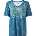 Viskose-Shirt, Druck blau, 40/42