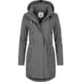 Softshelljacke PEAK TIME "L60013" Gr. XL (42), grau (dunkelgrau) Damen Jacken wasserabweisender Übergangs-Mantel mit abnehmbarer Kapuze