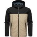 Softshelljacke RAGWEAR "Shellwie Block" Gr. L (52), beige (sand), Herren, Obermaterial: 100% Polyester, Futter: 100% Polyester, Jacken, wasserdichte Herren Übergangsjacke mit großer Kapuze