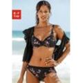 Bügel-Bikini LASCANA, Damen, Gr. 36, Cup E, schwarz (schwarz, bedruckt), Polyamid, geblümt, gepunktet, bedruckt, Bikini-Sets, mit geblümtem Print