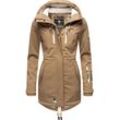 Funktionsmantel MARIKOO "Zimtzicke" Gr. L (40), grau (taupe) Damen Mäntel sportlicher Softshell Parka mit Kapuze