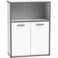 Kommode FORTE "Keflav", weiß (weiß, uni wolfram grau), B:84,5cm H:115,1cm T:41,5cm, Spanplatte, Sideboards, Breite 84,5 cm