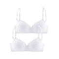 Soft-BH PETITE FLEUR, Damen, Gr. 70, Cup C, weiß, Jersey, Spitze, Obermaterial: 70% Baumwolle, 20% Elasthan, 10% Polyester, klassisch, BHs Soft-BH Bügelloser-BH BH BH-Set, ohne Bügel, mit hübscher Baumwollstickerei
