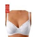 Soft-BH PETITE FLEUR, Damen, Gr. 70, Cup A, weiß, Jersey, Spitze, Obermaterial: 70% Baumwolle, 20% Elasthan, 10% Polyester, klassisch, BHs Soft-BH Bügelloser-BH BH BH-Set, ohne Bügel, mit hübscher Baumwollstickerei