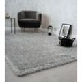 Eleganter Hochflor Teppich, Shaggy, Silber, 160 x 230 cm