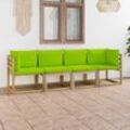 4-Sitzer-Gartensofa Gartenmöbel - Gartenbank mit Hellgrünen Kissen BV662328 Bonnevie