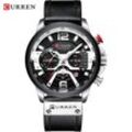 Curren Herrenuhren Top-Marke Luxus Leder Sportuhr Männer Mode Chronograph Quarz Mann Uhr Wasserdicht Relogio Masculino