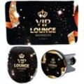 Sanilo Badaccessoire-Set VIP-Lounge, Set, 3 tlg., bestehend aus WC-Sitz, Badteppich und Waschbeckenstöpsel, schwarz