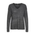 VERO MODA V-Pullover 'VMCREWLEFILE LS V-NECK BLOUSE NOOS' Medium Grey Melange, Unifarben, Grau - Gr. XS