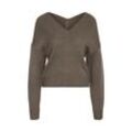 NOISY MAY V-Pullover 'Sanny' Crocodile, Unifarben, Braun - Gr. M