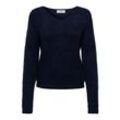 JDY V-Pullover 'Ellen' Sky Captain, Unifarben, Blau - Gr. XL