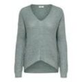 JDY V-Pullover 'JDYNEW MEGAN L/S PULLOVER KNT NOOS' Abyss W. BLACK PLY, Unifarben, Blau - Gr. XL