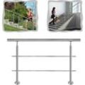 Yardin - Treppengeländer Edelstahl Handlauf Geländer, Edelstahlgeländer Innen und Außen für Treppen Brüstung Garten Balkon (80cm, 2 Querstäbe) Silber