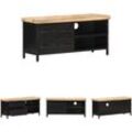 TV-Schrank 90x30x41 cm Raues Mangoholz - TV-Möbel - Schwarz - The Living Store