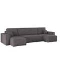 Kaiser - Ecksofa mit schlaffunktion und bettkasten, Sofa U-form, Couch U-form best Cord Dunkelgrau