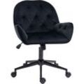 Bürostuhl Drehstuhl Bürosessel höhenverstellbarer Chefsessel Stuhl Schreibtischstuhl Sessel Büro samtartiges Polyester Schwarz 60 x 61 x 81-91 cm