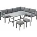 Trendline - Dining Lounge Set Columbia Sitzgruppe Garten Möbel Ecksofa Grau 5tlg