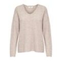 ONLY V-Pullover 'ONLCAMILLA V-NECK L/S PULLOVER KNT NOOS' Pumice Stone Melange, Unifarben, Beige - Gr. M