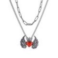 Kette mit Anhänger FIRETTI "Schmuck Geschenk, Flying Heart" Halsketten Gr. Edelstahl, Länge: 45 cm, rot (edelstahlfarben, schwarz, rot) Damen Ketten mit Anhänger