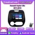 Creativecode 8 Zoll Für Renault Captur Clio 2011-2018 Mit Knopf Knopf Android Auto Radio Multimedia Player Navigation Stereo Gps 2 Din Carplay 2 + 32gb