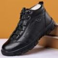 Cpcoepax Herren-Schneestiefel, Dickes Fell, Winter, Outdoor, Herren-Wanderschuhe, Männlich, Berg-Leder-Sneaker, Fleece-Stiefeletten, Rutschfest, Bequem, Busine