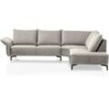 Ecksofa TRENDMANUFAKTUR "Glamour, aktuelle Formensprache, L-Form, mit hochwertigem Kaltschaum" Sofas Gr. B/H/T: 313 cm x 86 cm x 232 cm, Samtoptik-Struktur grob, langer Schenkel links, grau (cloud gray, quiet grey) höhenverstellbarer Armlehne, Wendekissen für tollem Sitzkomfort