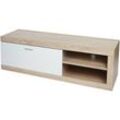 Neuwertig] TV-Rack HHG 489, TV-Board Fernsehtisch Lowboard TV-Schrank Kommode, Holz 43x140x41cm Staufach, Eiche-Optik, weiß