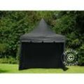 Faltzelt Faltpavillon Wasserdicht FleXtents pro Peak Pagoda 3x3m Schwarz, mit 4 Seitenwänden - Schwarz