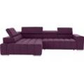 Ecksofa EXXPO - SOFA FASHION "Elias, aktuelle Kreuzsteppung im Sitz, bequem, L-Form", rot (hortensia), B:307cm H:94cm T:201cm, Struktur ( 100% Polyester), Sofas, mit Kopf- bzw. Rückenverstellung, wahlweise mit Bettfunktion