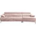 Ecksofa EGOITALIANO "Soul, extravagantes Designsofa, Megasofa, super bequem, tolle Details" Sofas Gr. B/H/T: 246 cm x 99 cm x 140 cm, Luxus-Microfaser Lederoptik, Recamiere rechts, grau (opal grau) mit Trapez-Abschlußelement, inkl verstellbarer Kopfteile