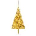 Vidaxl - Künstlicher Weihnachtsbaum Beleuchtung & Kugeln Gold 180 cm pet