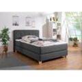 Boxspringbett HOME AFFAIRE "Fargo", grau (anthrazit), B:133cm L:207cm, Struktur fein (100% Polyester), Samtstoff (100% Polyester), Komplettbetten, inkl. Topper, in 3 Matratzenarten, in Samt- oder Strukturstoff