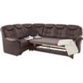 Ecksofa EXXPO - SOFA FASHION "Isabel, klassisch moderne hohe Rückenlehne für mehr Komfort, L-Form", braun (schoko), B:258cm H:92cm T:90cm, Kunstleder SOFTLUX, NaturLEDER (echtes Rindsleder) in Sitz und Rücken. Korpus in passendem Kunstleder SOFTLUX bezogen, Sofas, bequemer Federkern, wahlweise mit Bettfunktion und Bettkasten