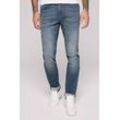 Regular-fit-Jeans CAMP DAVID, Herren, Gr. 30, Länge 34, blau (denim blau), Material: 99% Baumwolle, 1% Elasthan, Zusatz: Enthält nichttextile Teile tierischen Ursprungs (Badge), Abriebeffekte, casual, regular fit, Jeans, mit hoher Leibhöhe