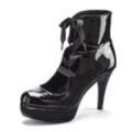 High-Heel-Sandalette LASCANA BELLE AFFAIRE Gr. 36, schwarz Damen Schuhe Schnürpumps Schnürstiefelette Schaftpumps Halbschuh, Sandalette, Stiefelette mit Plateau, Lackoptik