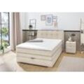 Boxspringbett JOCKENHÖFER GRUPPE "Amelie", beige (beige 426, 07), B:154cm L:217cm, Topper: 100% Polyurethan, Bezug (100% Polyester) abnehmbar und waschbar bis 60u00ba C, Spiegelfläche der Matratze: 100% Polyester, Bezug Bett: Cord (100% Polyester), Komplettbetten, Boxspringbett, mit Bettkasten und Topper, erhältlich in 120 & 140cm Breite