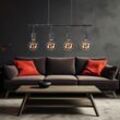 Pendelleuchte Hängelampe Esstischleuchte Industrial Pendellampe Wohnzimmer, Metall grau antik, 4x led Filament 7W 700Lm warmweiß, LxH 90x120 cm