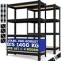 2er-Set Lagerregal, bis 875 kg belastbar, 4 oder 5 verstellbare Ablagen, MDF-Platten, Regal aus Metall, Silber-875kg / 2x 180x90x40cm 5-Böden - Masko