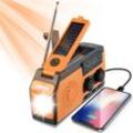 Solarradio Dynamo, wasserdichtes wiederaufladbares Notfallradio 5000 mAh, Taschenlampe, Leselicht, SOS-Alarm, AM FM WB Kurbelradio, ideal für Camping