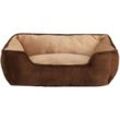 2-in-1 Hundebett Hundekissen Hundekörbchen Hundesofa Größe m 80x60 cm Farbe braun/beige - Lionto