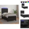 Vidaxl - Betten & Bettgestelle - Living Boxspringbett mit Matratze & led Schwarz 90x190 cm Kunstleder - Schwarz