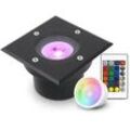 LED Bodeneinbaustrahler Schwarz FLACH eckig 230V IP67 - Leuchtmittel: 5W RGB+CCT...