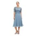 Cocktailkleid VERA MONT "Vera Mont mit Spitze" Gr. 40, Normalgrößen, blau (bluish grey) Damen Kleider Spitze