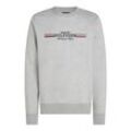 Sweatshirt TOMMY HILFIGER "HILFIGER STRIPE SWEATSHIRT", Herren, Gr. XXXL, grau (light grau heather), Sweatware, Obermaterial: 70% Baumwolle, 30% Polyester, casual, Rundhals, Langarm, Sweatshirts, mit mehrfarbigen Print